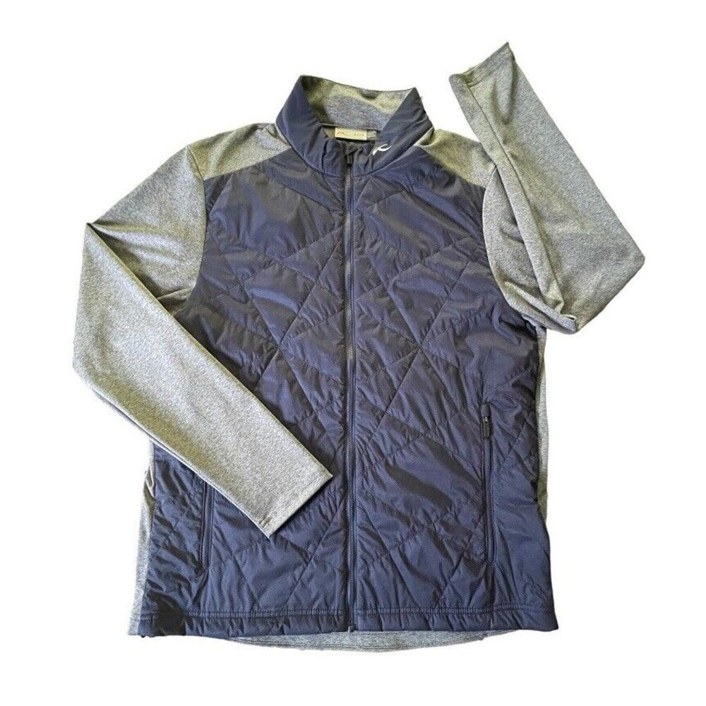 NWOT KJUS Retention Jacket Men Large/ 54 Navy & Gray Full Zip Golf Performance